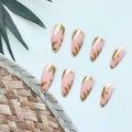 GRITOSE 24 Pcs Fall Maple Leaves Almond Medium Pink Matte Press On Nails by Deal US
