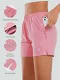 ALLZERO Women's 5" Quick Dry Running Shorts Zip Pockets Powderpink Size 2XL by Deal US