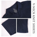 Knit Polo Shirt Men V Neck Buttonless Short Sleeve Navy Size M by Deal US