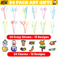 SODWINCO 24PCS Art Drinking Crazy Straws Kids Birthday Party Supplies Multicolor by Deal US
