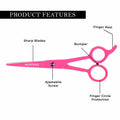 MERTENO Professional Hair Scissors 6.5 Inch Pink Rubber Handle Shears by Deal US