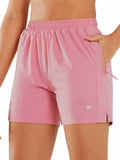 ALLZERO Women's 5" Quick Dry Running Shorts Zip Pockets Powderpink Size 2XL by Deal US