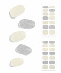 DUKASOU Semi Cured Gel Nail Strips 28 pcs Creamy White Glitter UV Light by Deal US