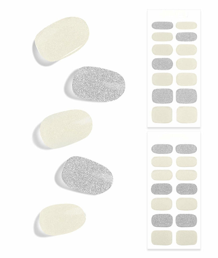 DUKASOU Semi Cured Gel Nail Strips 28 pcs Creamy White Glitter UV Light by Deal US