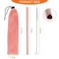 Fepibur 10Pcs Pink Heart Stainless Steel Straws with Silicone Tips & Brush by Deal US