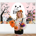 Mocsicka Little Boo Halloween Baby Shower Backdrop Banner Pink Black 70.8x43.3in by Deal US