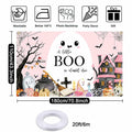 Mocsicka Little Boo Halloween Baby Shower Backdrop Banner Pink Black 70.8x43.3in by Deal US