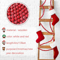 13ft Christmas Wood Bead Garland Red White Wooden Beads Xmas Tree Decor by Deal US