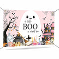 Mocsicka Little Boo Halloween Baby Shower Backdrop Banner Pink Black 70.8x43.3in by Deal US