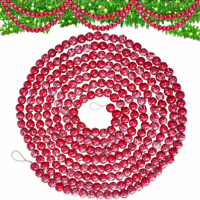 13ft Christmas Wood Bead Garland Red White Wooden Beads Xmas Tree Decor by Deal US