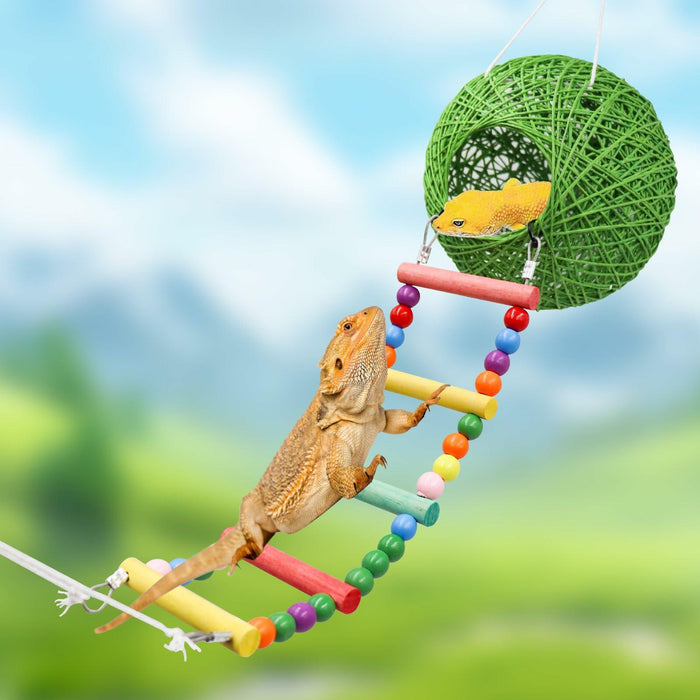 Neeenn Reptile Takraw Ball Hideout Climbing Toy Ladder Tank Decor by Deal US