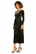 Maggy London Women's V Neck MIDI Dress Draped Knot Waist Slit Rosin Size M by Deal US