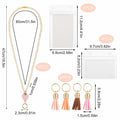 Bremorou Teacher Lanyard with ID Holder, Pink Wooden Beaded Boho Tassel by Deal US