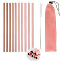 Fepibur 10Pcs Pink Heart Stainless Steel Straws with Silicone Tips & Brush by Deal US
