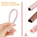 Fepibur 10Pcs Pink Heart Stainless Steel Straws with Silicone Tips & Brush by Deal US