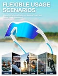 BIRCEN Baseball Cycling Sunglasses Men Women MTB Sports Blue Lens White Frame by Deal US