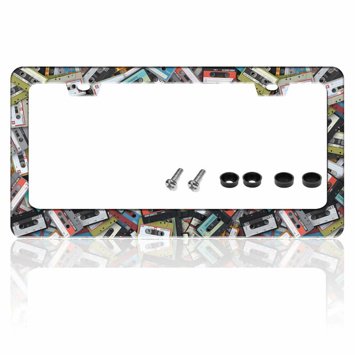 Cassette Music Tape License Plate Frame Stainless Steel 6.3x12.2 in by Deal US