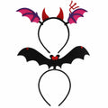 Qiexuxing Halloween Headband 2-Pack Bat & Devil Horns Black Felt by Deal US