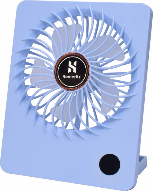 Homeritz Rechargeable Desk Fan 2000mAh Battery 180° Tilt Blue Compact by Deal US