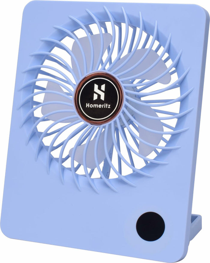Homeritz Rechargeable Desk Fan 2000mAh Battery 180° Tilt Blue Compact by Deal US
