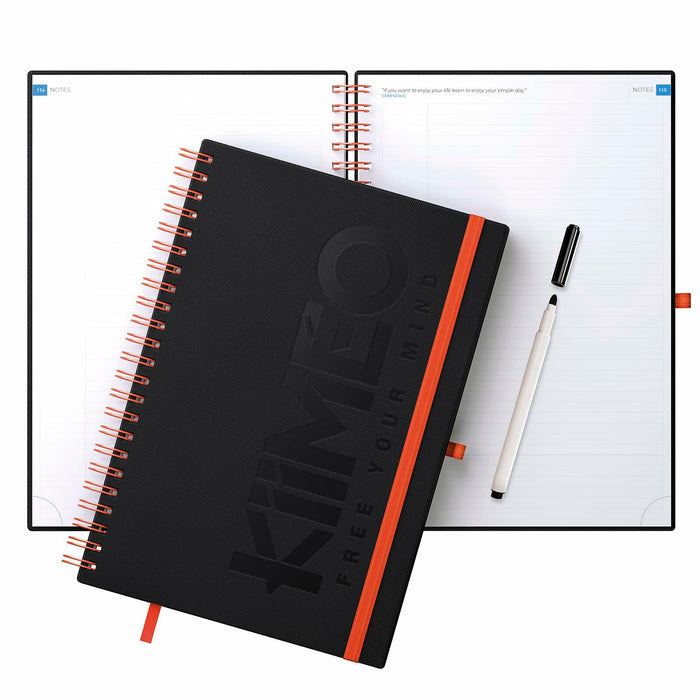 KIIMEO Premium Notebook B5 140 Pages 1 Erasable Page Felt-tip Pen Included by Deal US