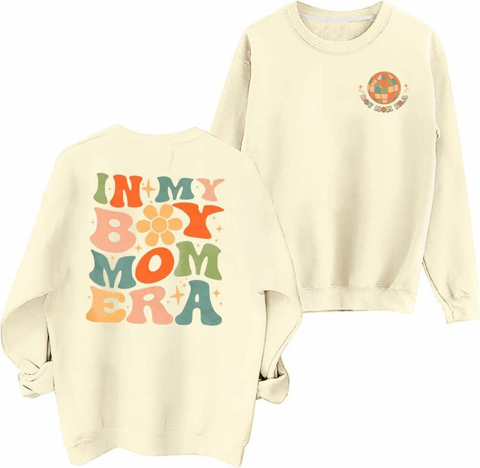 Boy Mom Sweatshirt Women In My Boy Mom Era Long Sleeve Pullover Black by Deal US