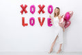 Giga Gud XOXO LOVE Letters Foil Balloon 16 Inch Pink Red 1 Pc by Deal US