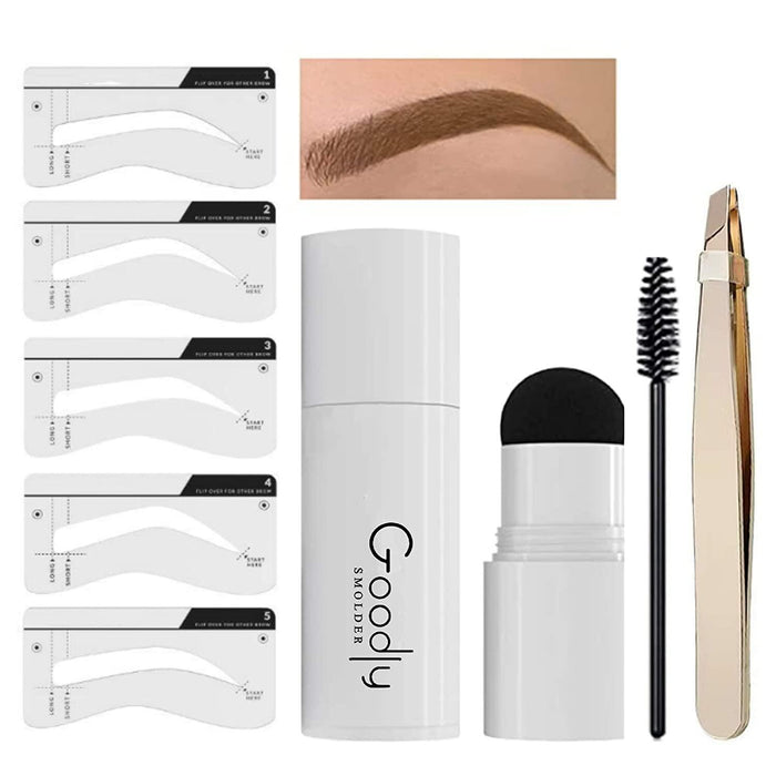EGLD GOODLY Eyebrow Stamp Kit w/ Tweezer Waterproof Long-Lasting Nearly Black by Deal US