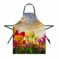 Moslion Tulip Apron Floral Pink Yellow Green Adjustable Neck Size 27x31 Inch by Deal US