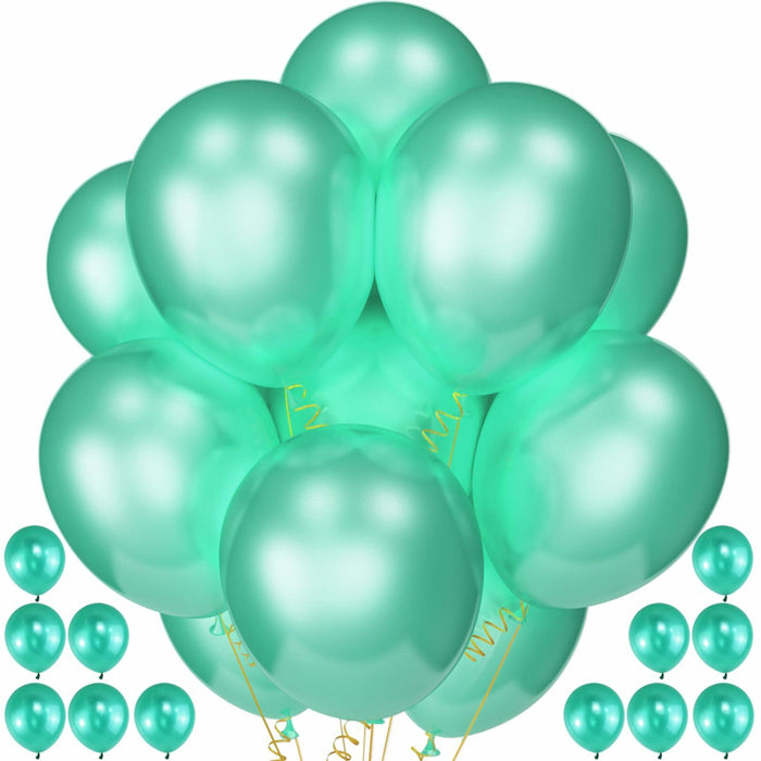 QIKOOLAA Pearl Green 12in Latex Balloons 120 Pack Green Christmas Party by Deal US