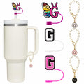 Stanley Cup Straw Covers 3-Pack with Personalized Initial Charms 30&40oz by Deal US