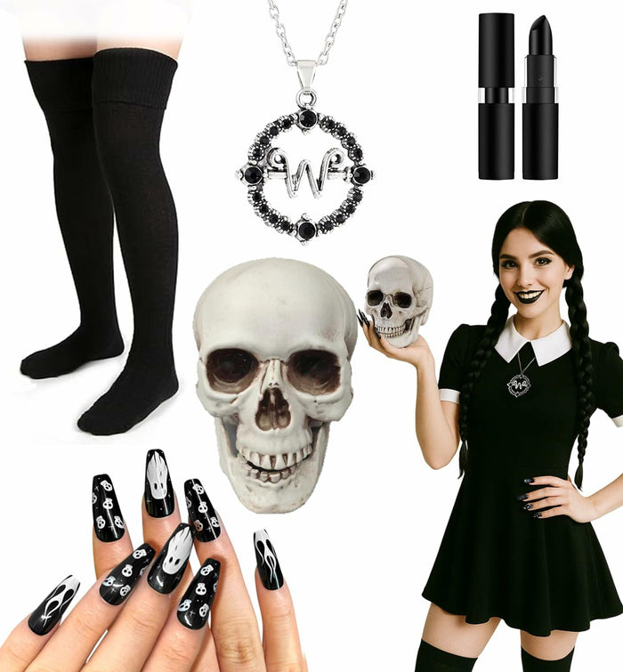 Swooflia 5PCS Women’s Halloween Costume Accessories Set Skull Necklace by Deal US