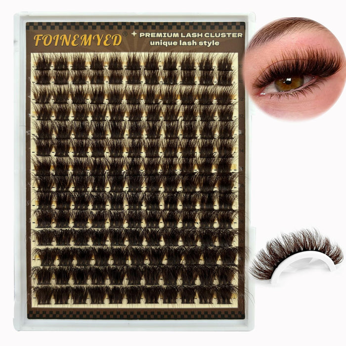FOINEMYED Brown Lash Clusters 10-20mm 154PCS Fluffy Individual False Lashes by Deal US