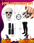 Swooflia 5PCS Women’s Halloween Costume Accessories Set Skull Necklace by Deal US