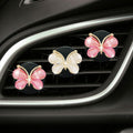 Cute Butterfly Air Vent Clips 3 Pcs Pink White Car Fresheners Diffuser by Deal US