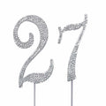 MAGJUCHE Silver 27" Crystal Number 27 Cake Topper Birthday Anniversary by Deal US