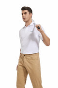 Derifelt Mens Moisture Wicking Polo Shirt White Striped Size XX-Large by Deal US