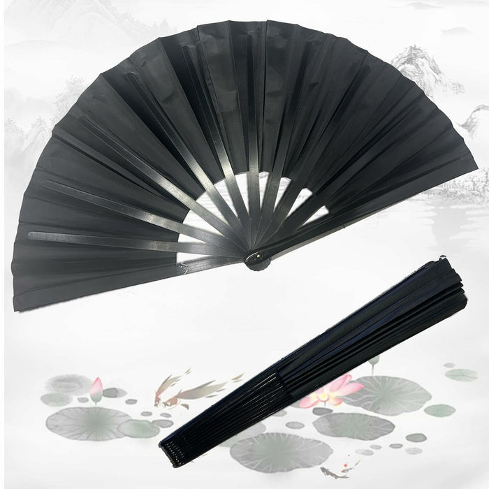 Clussbin Boots on The Ground Hand Fan Large Folding Black Wood by Deal US