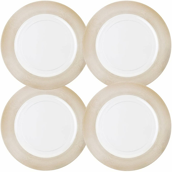 Elegant White Plastic Charger Plates 13" Pack of 4 Durable Dining Decor by Deal US