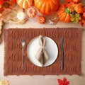 Nuanchu 4 PCS Rust Pumpkin Fall Placemats 13x19 Inch Soft Plush Table Mats by Deal US
