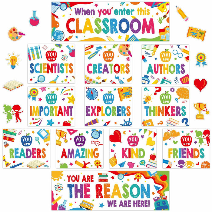 Supervitae 22pcs Motivational Posters Classroom Decor Multi Color Growth Mindset by Deal US
