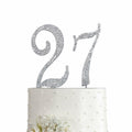 MAGJUCHE Silver 27" Crystal Number 27 Cake Topper Birthday Anniversary by Deal US
