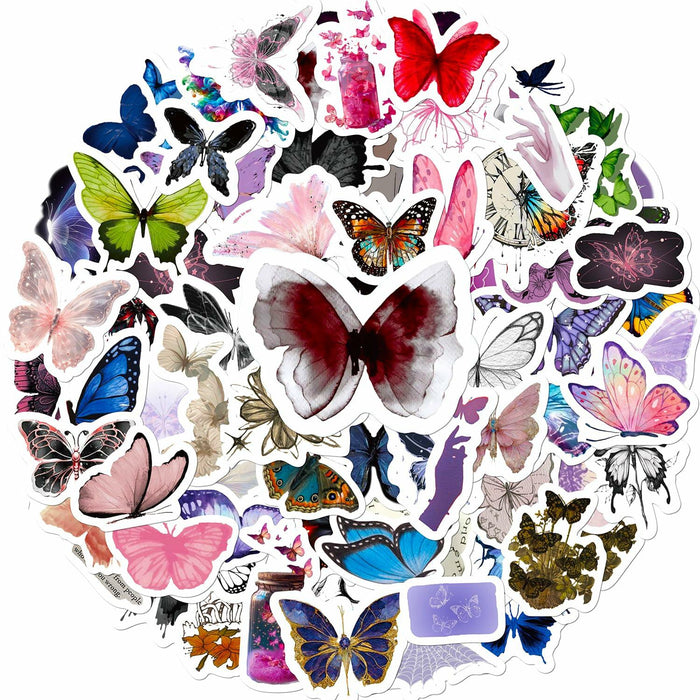 Sunvalley Butterfly Stickers 100 PCS Assorted Vinyl Waterproof Cute Aesthetic by Deal US