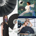 Clussbin Boots on The Ground Hand Fan Large Folding Black Wood by Deal US