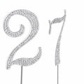 MAGJUCHE Silver 27" Crystal Number 27 Cake Topper Birthday Anniversary by Deal US