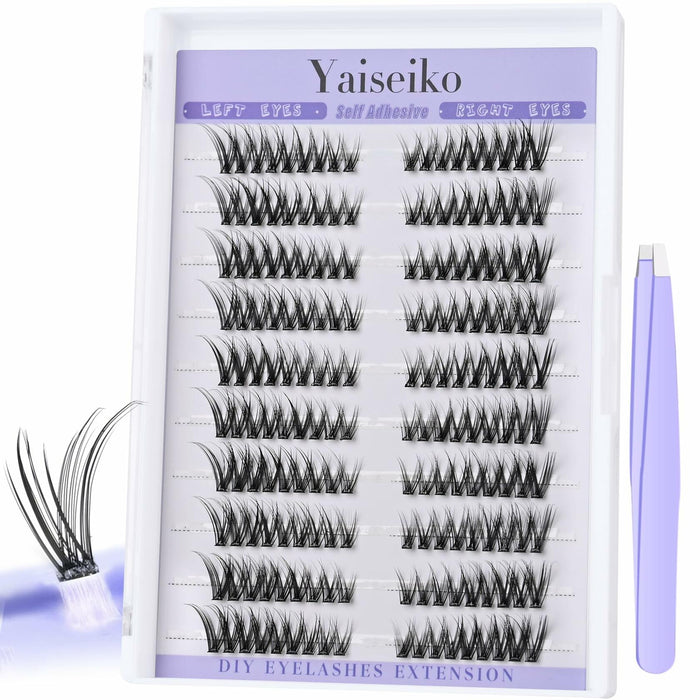 Yaiseiko Self Adhesive Lash Clusters Wispy C Curl 8-17MM 180Pcs by Deal US