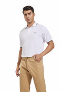 Derifelt Mens Moisture Wicking Polo Shirt White Striped Size XX-Large by Deal US