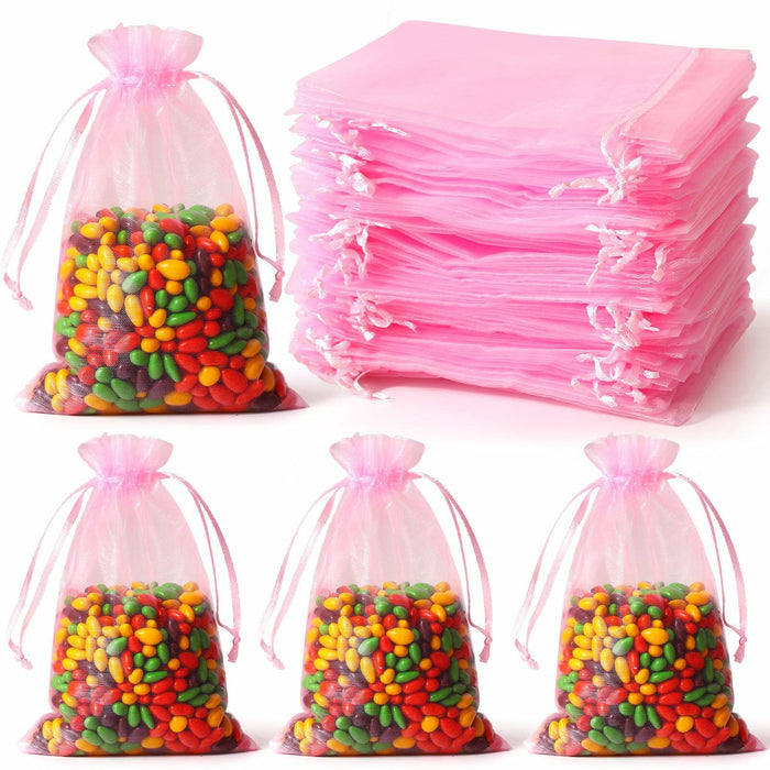 WenTao Organza Gift Bags 4x6in Pink 100pcs Drawstring Jewelry Pouches by Deal US