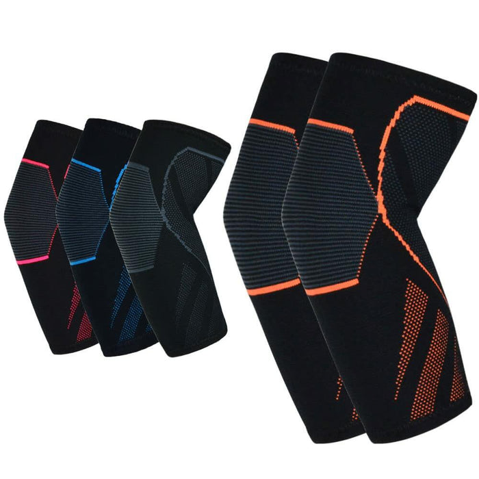 CYCLXY Tennis Elbow Compression Sleeves Arm Guards Black/Orange Size L by Deal US