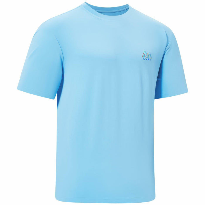 UVSAI Men’s UPF 50+ Short Sleeve Shirt Sky Blue Hiking Fishing Performance Tee by Deal US